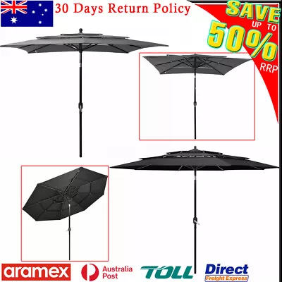 $64.49 • Buy Garden Parasol 2m/2.5m/3m/3.5m Outdoor Patio Umbrella Sun Shade With Tilt Crank