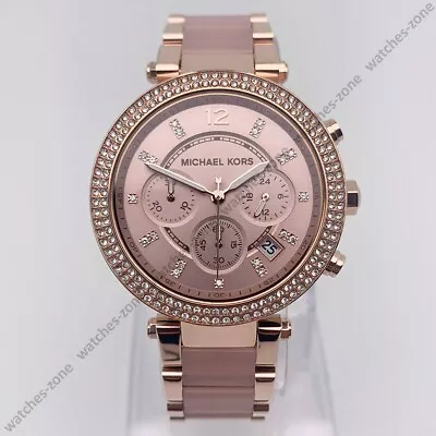 MICHAEL KORS MK5896 Parker Rose Gold Tone Blush Acetate Fashion Women's Watch • £108