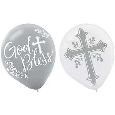 15pk God Bless First Holy Communion Cross Baptism Christening Balloons  • $15.95