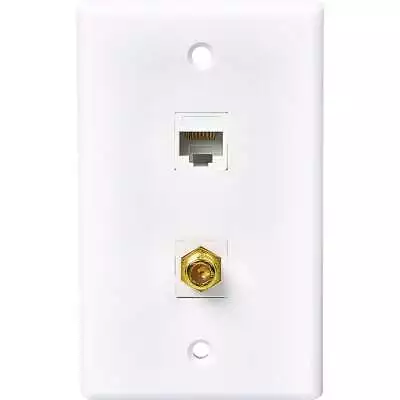 RCA White Flush Mount Plastic CAT 5E/6 Data & Coax Wall Jack TPH567R RCA TPH567R • $6.92