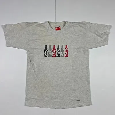 Coca-Cola Promo T-Shirt Medium Grey Casual Retro Short Sleeve • £4.18