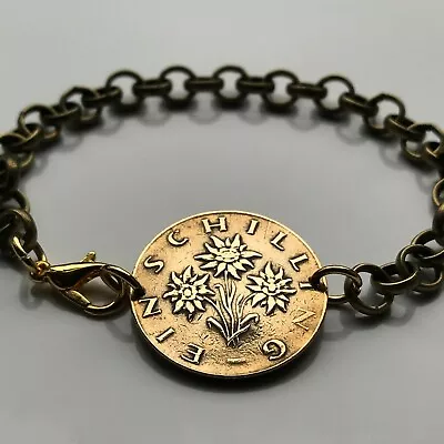 Austria Osterreich 1 Schilling Coin Bracelet Edelweiss Flower Vienna Wien 000025 • $29.99