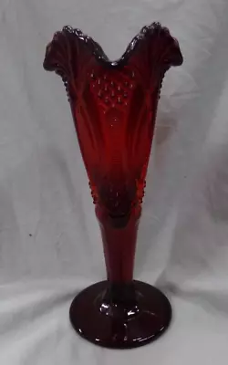 Vintage Mid Century Modern Red Dalzell Viking Glass 10 1/2  Vase ~ EUC • $89.99