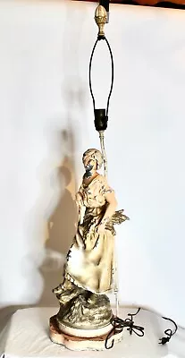 Antique L F MOREAU Figural Table Lamp Paris France Woman Working Fields Signed • $199.99