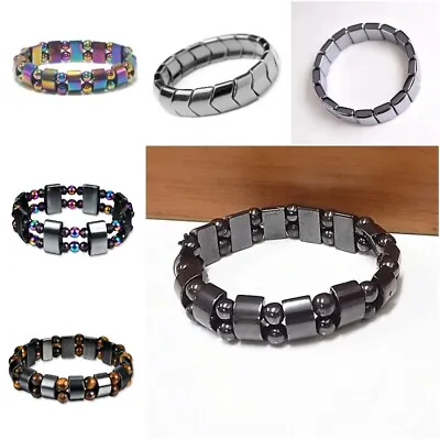 Magnetic Hematite Bracelet Pain Relief Powerfull Elastic Therapy Arthritis New • £3.83