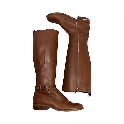Michael Michael Kors Arley Leather Riding Boots Luggage Size 9M Brown • $51