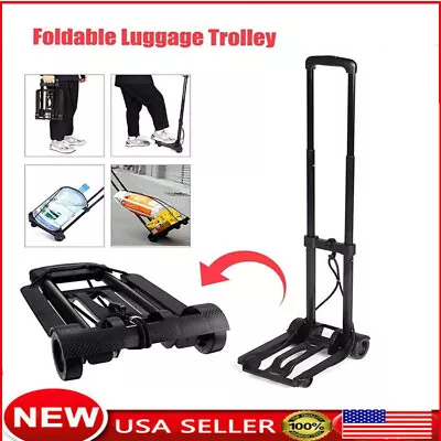 2 Wheels Lightweight Folding Hand Trolley Capacity Luggage Cart Black Hand Truck • $24.99