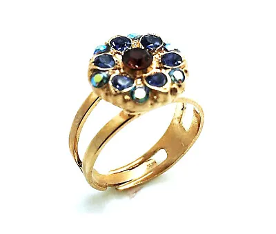Mariana Ring Beautiful Light Smoked Topaz Flower Shape Swarovski Crystals  Pe... • $60
