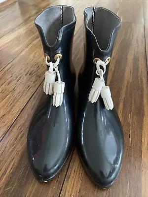 Vivienne Westwood Anglomania Melissa Jelly Bow Rain Boots Black Size 9 40 41 • $63.70