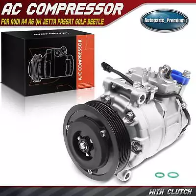 AC Compressor With Clutch For Audi A4 A6 Volkswagen Jetta Tiguan Golf Eos Beetle • $180.99