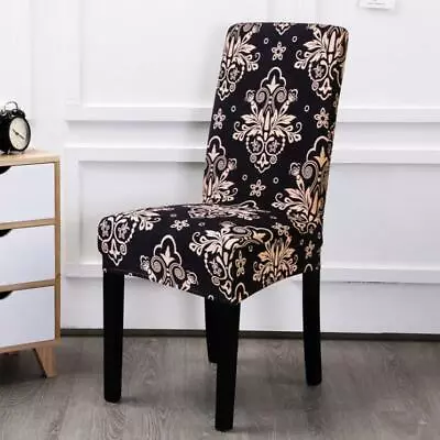 Black Floral Motif Pattern Dining Chair Cover Slipcover • $8.99