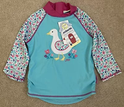 £10 • Buy JoJo Maman Bebe Girls Age 3-4 Duck / Floral Rash Vest Sun Protection Top 50+ UPF