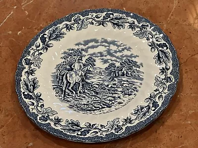 Myotts Country Life Blue White Horse Fox Hunt Staffordshire England Plate 7.75  • $22.50