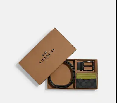 Coach Signature Canvas Colorblock Boxed Card Case & Belt Gift Set (C8278-QBTVL)  • $119.99