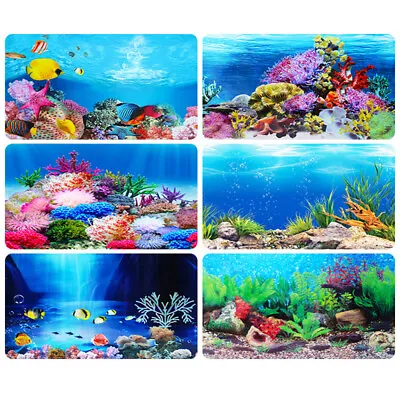$6.59 • Buy 2 In 1 Double-sided Printed 3D Poster Aquarium Fish Tank Background Decal Decor
