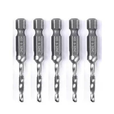 5PCS Combination Drill Tap Bit Set Screw Tapping Hex Shank HSS Metricimperial Pl • $22.41