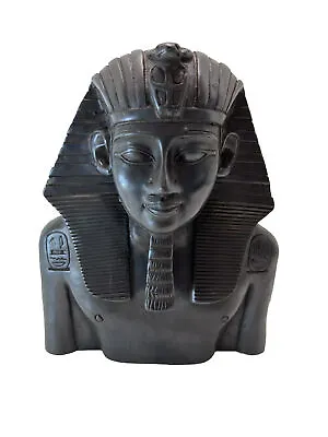 King Tut Tutankhamen Pharaoh Bust Egyptian Souvenir Black Soapstone 8   Tall. • $44.99