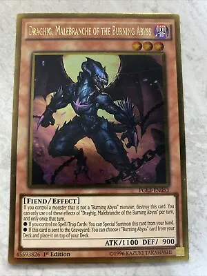 Yugioh - Draghig Malebranche Of The Burning Abyss - PGL3-EN053 - Gold Rare 1st • $2.88