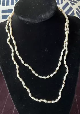 Vintage Rice Pearls Necklace 14K Yellow Gold Spring Clasp & Beads 34” • $30