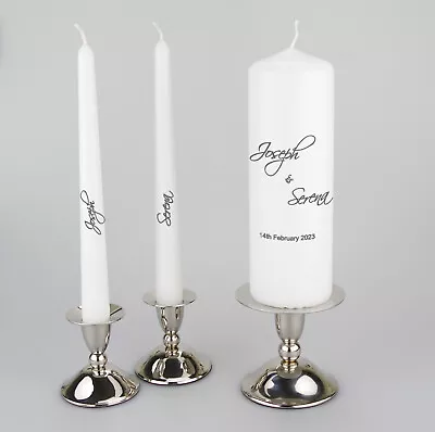 Personalised Wedding Unity Candle Set With A Modern Contempory Style • £18.95