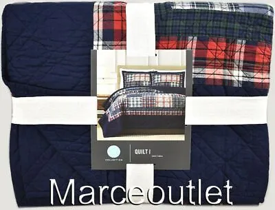 Martha Stewart Collection Highland Holiday Patchwork KING Quilt Navy Multi • $29.99