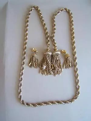 Vintage Monet Tassel Multi Link Tassel 36  Necklace & Earrings • $149.99