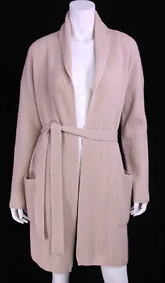 MAX MARA Blush Beige Wool & Cashmere Knit Belted Long Cardigan Sweater M • $148