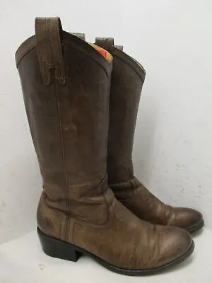 Frye Brown Leather Pull On Cowboy Boots Womens Size 7 B  • $69.95