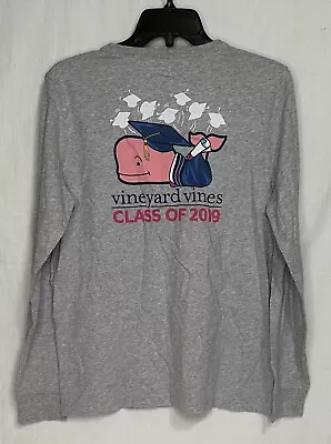 Vineyard Vines Size Medium 2019 Graduation Whale Gray Long Sleeve Pocket Tee • $7.49