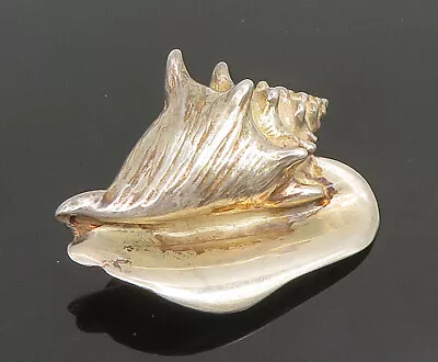 KABANA 925 Sterling Silver - Vintage Carved Whelk Seashell Brooch Pin - BP9552 • $66.17