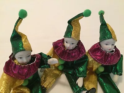 Three Pre-owned Mardi Gras Porcelain Face Dolls • $6