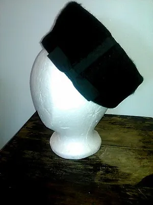 Vtg Merri-Soie Merrimac Evelynvaron Model Union Black Fur Pillbox Women's Hat • $42.50