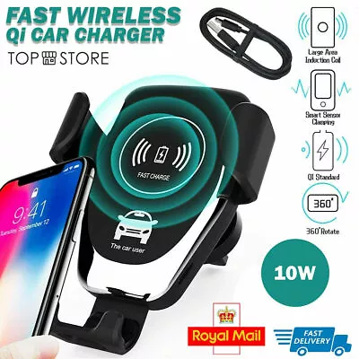 15W 2 In 1 Fast Charging Wireless Car Charger Automatic Clamping Phone Holder AU • $12.99