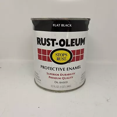 Vintage 1997 Rust-Oluem FLAT BLACK - 7776  (1/2 Pint Paint Bucket) 32oz • $11.11