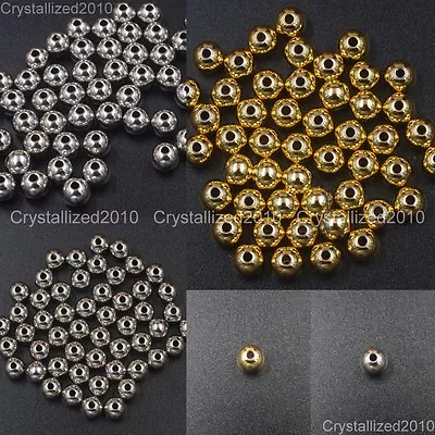 Stainless Steel Round Spacer Jewelry Crafts Findings Beads 4mm 5mm 6mm 8mm Pick • £1.19