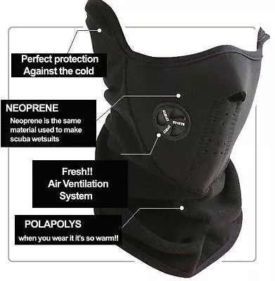 Neoprene Face Cover Mask Winter Ski Snowboard Motorcycle Bike Black • $8.45