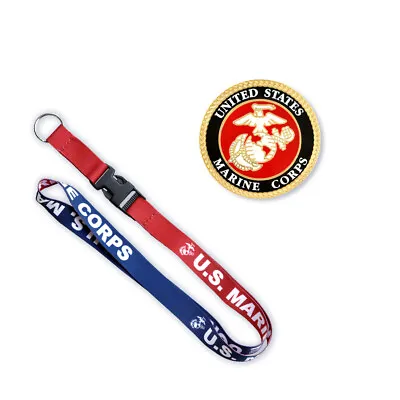 PinMart Officially Licensed Gold USMC Marine Corps Lapel Pin & Matching Lanyard  • $14.99