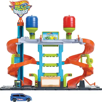 Hot Wheels City Mega Car Wash Playset Includes 1:64 Scale Toy Color Shifters Car • $65.99