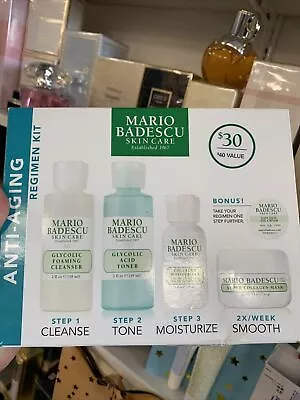 Mario Badescu Anti-Aging Kit Glycolic Cleanser Toner Collagen Moisturizer $40 • $25