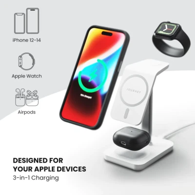£43.95 • Buy Journey 3-in-1 MagSafe Wireless Magnetic Charging Station Dock - GENUINE