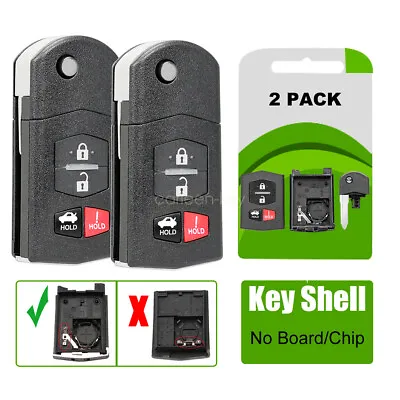 2 Replacement Car Key Shell For MAZDA 3 5 6 RX8 CX7 CX9 Flip Remote Fob Case 4B • $15.59