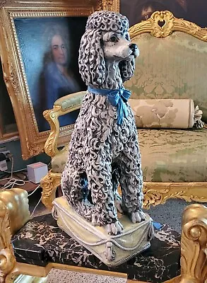 1950's Marwal Inc Chalkware White/Lt Grey Standard Poodle. Very Large.  • $495