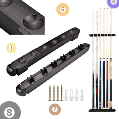 £11.99 • Buy Billiard Cue Rack 6Pool Cue Rack Wooden Pool Cue Holder Snoker Cue WallRack Pool