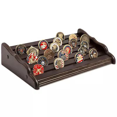 Military Challenge Coins Stand Holder Display Rack Wooden Army Collectible Coin • $36.40