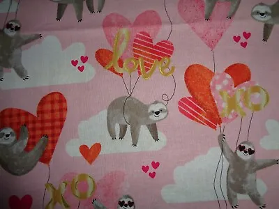 $22 • Buy Handmade Cotton Fitted Crib Sheet/Pink/Valentine Hearts/Sloth