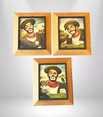 Vintage Leslie Emery Clown Pictures Lot Of 3 1952 Golf Framed • $150