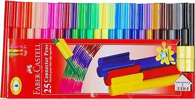 FABER CASTELL SET OF 25 FELT TIP CONNECTOR PENS - Best Kids Gift • £3.99