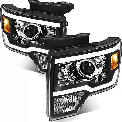 For 2009-2014 Ford F150 F-150 Pair Black Projector Headlight Assembly W/ LED DRL • $187.99