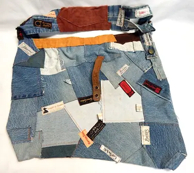 Vintage Denim Jean Patch Work Pocket Shoulder Bag Handbag Tote 1980's • $59.95