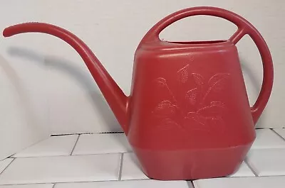 Vintage Garden Scene Red Watering Can Plastic Garden Leaves Small USA • $12.88